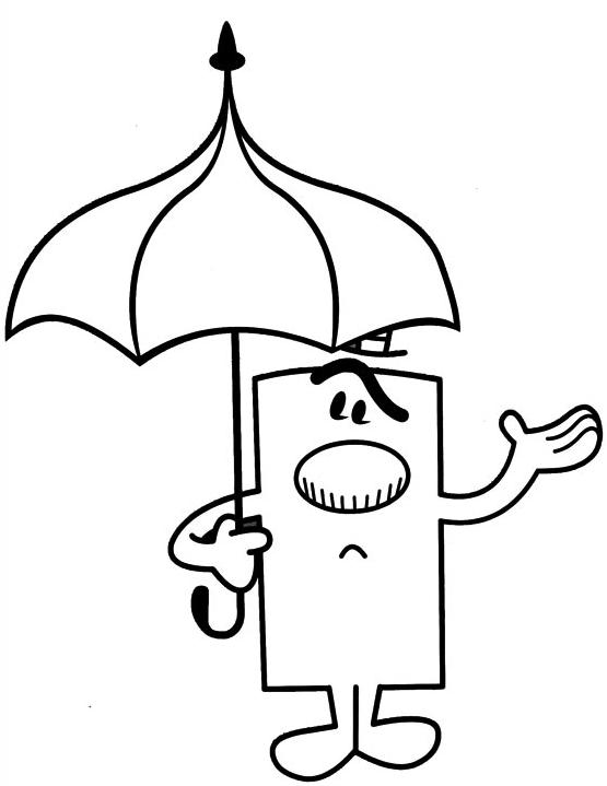 coloriage monsieur grincheux sous la pluie